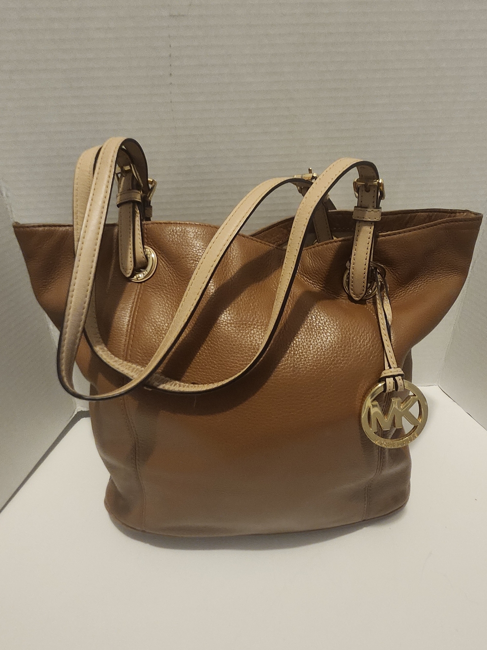 Michael Kors Tan Leather Tote with Cream Straps